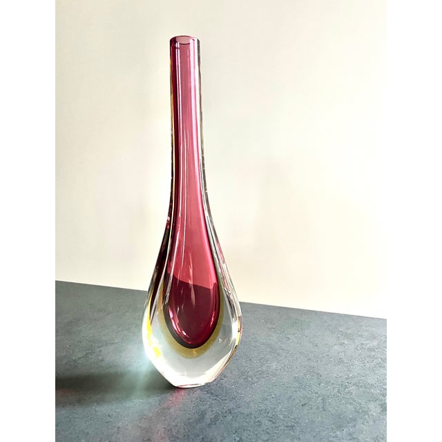 Bordeaux Murano Ampolla Yellow Vase, 1960s For Sale - Image 3 of 7