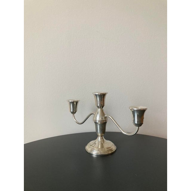 Early 20th Century Towle Sterling Silver Three Arm Candelabra Candle Holders For Sale In New York - Image 6 of 12