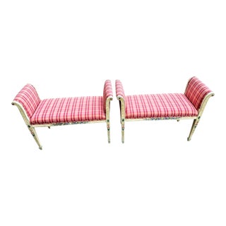 John Widdicomb Painted and Upholstered Bedroom Benches - a Pair - Vintage Circa 1970s For Sale
