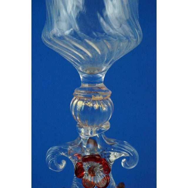 Vintage Venetian Goblet Glass in Blown Murano Glass, 1920s For Sale - Image 17 of 18