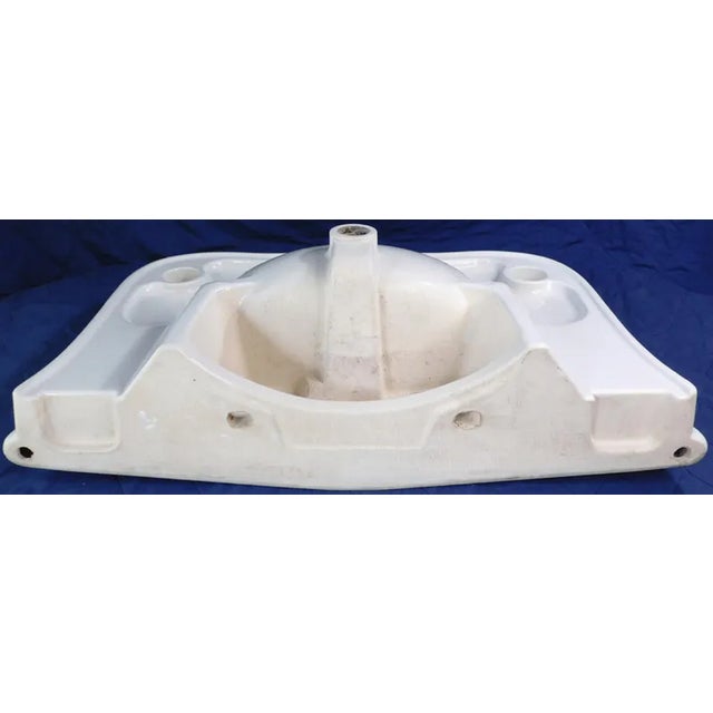 Large 36" Wide White Porcelain Console Sink With Porcelain Legs For Sale - Image 14 of 18