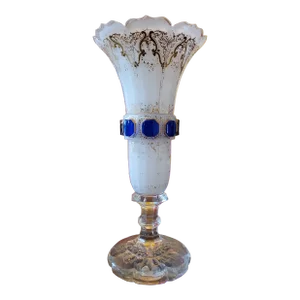 Antique Baccarat Style Bohemian Overlay Opaline Vase