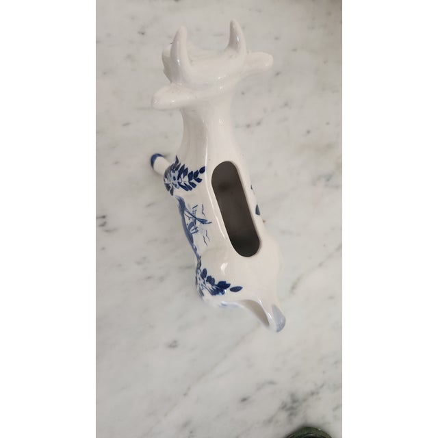 Vintage Dutch Delft Blue Hand-Painted Cow Creamer For Sale - Image 10 of 12
