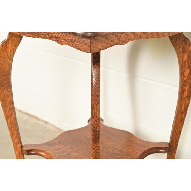 Brown Antique Victorian Carved Oak Parlor Table or Side Table, Circa 1900 For Sale - Image 8 of 11