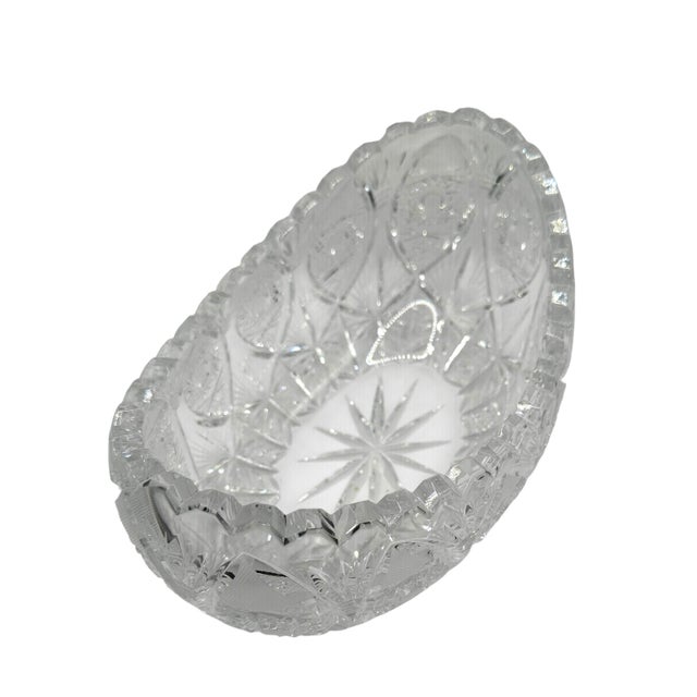 Vintage American Brilliant Style Cut Crystal Serving Bowl For Sale - Image 9 of 12