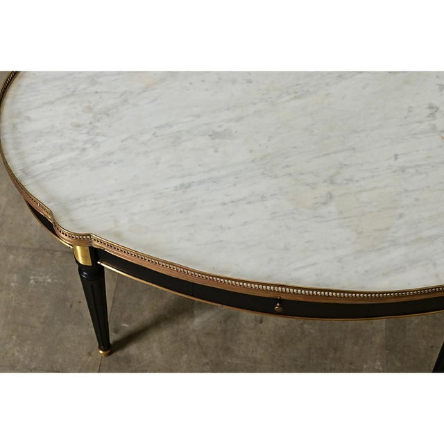French 20th Century Louis XVI Style Ebonized Oval Coffee Table For Sale - Image 12 of 13