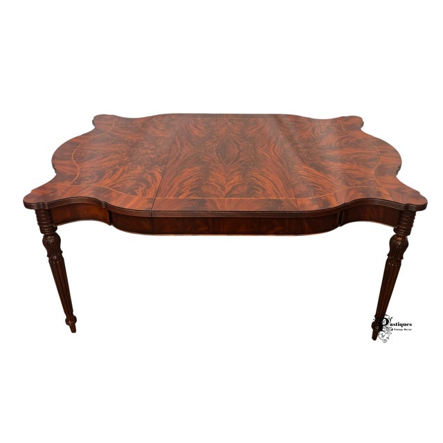 Vintage Henredon Regency Style Flame Mahogany Scalloped Extension Dining Table For Sale - Image 9 of 12