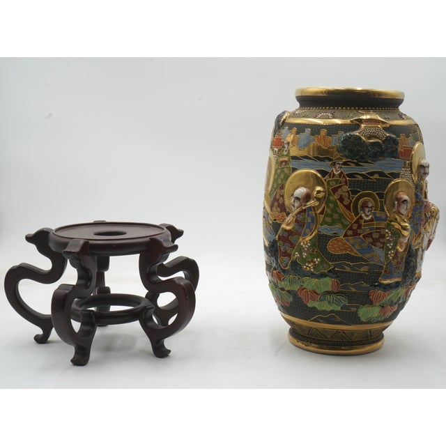 Satsuma Japanese Vintage Ceramic Vase For Sale - Image 9 of 10