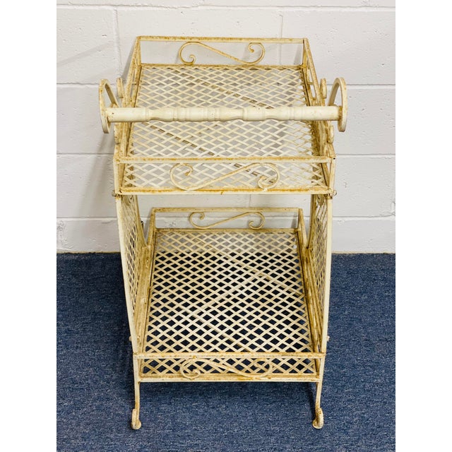 White Vintage French Wrought Iron Bar Cart For Sale - Image 8 of 11