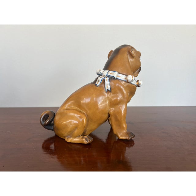 Traditional Antique German Dog Porcelain Figure of a Seated Pug For Sale - Image 3 of 7