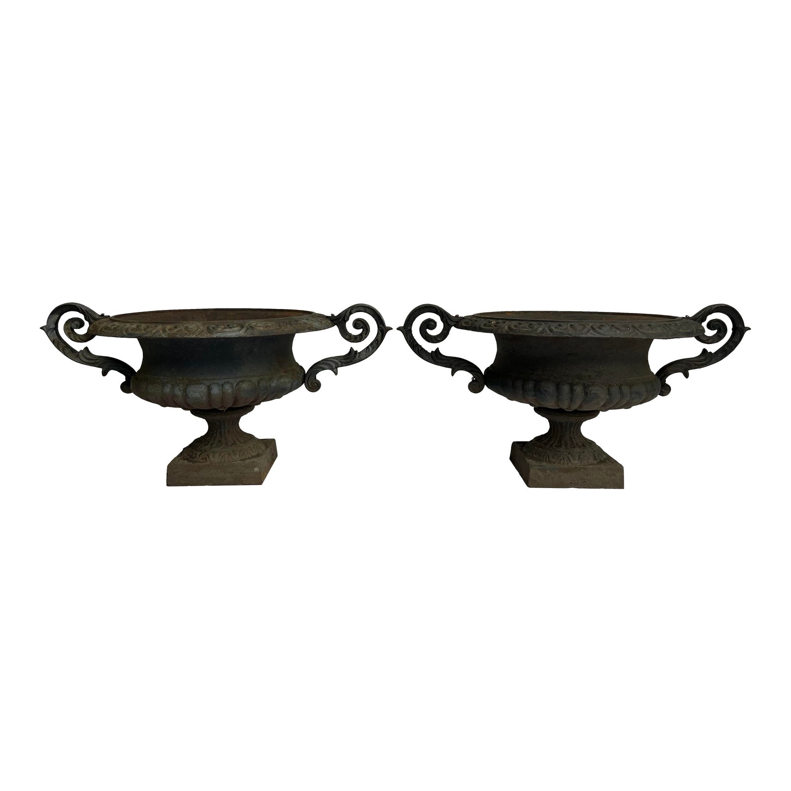 Pair of Vintage Majestic Cast Iron Planters With Arms Chairish