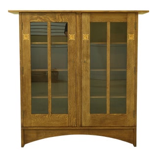 Stickley Harvey Ellis Inlaid Mission Oak Bookcase For Sale