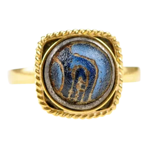 Antique Roman Mosaic Glass & 21k Ring, Size 8