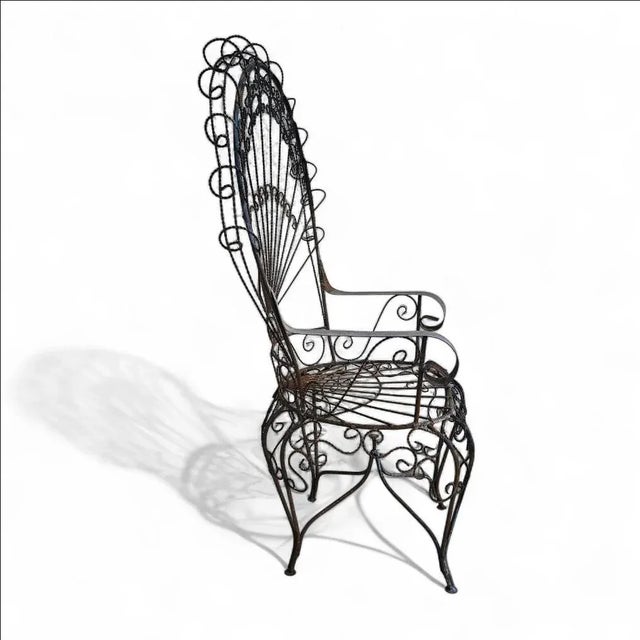 Vintage Wrought Iron Peacock Armchair For Sale - Image 10 of 15