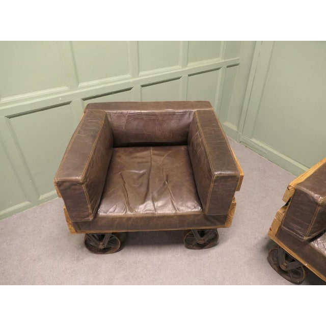 1970s Industrial Wood Framed Club Chairs, 1970, Set of 2 For Sale - Image 5 of 9