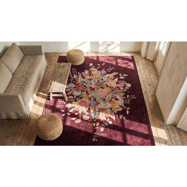 Textile 1920s Chinese Art Deco Carpet by Nichols Workshop ( 9' x 12' - 275 x 365 ) For Sale - Image 7 of 8