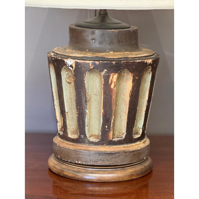 Pair of 19th Century Carved Wood Neoclassical Column Lamps For Sale - Image 4 of 13
