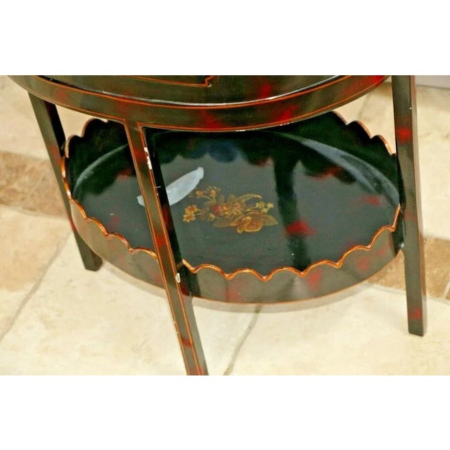 1990s Maitland Smith Table English Regency Metal Black Painted Two Tier Drawer Rare For Sale In Palm Springs - Image 6 of 10