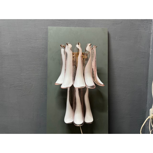 Large Feather Sconces in Murano Glass, 1970s, Set of 2 For Sale - Image 11 of 13