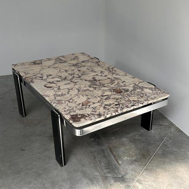 Violetta Calacatta Marble Coffee Table on Chrome Base, 1970s For Sale - Image 5 of 16