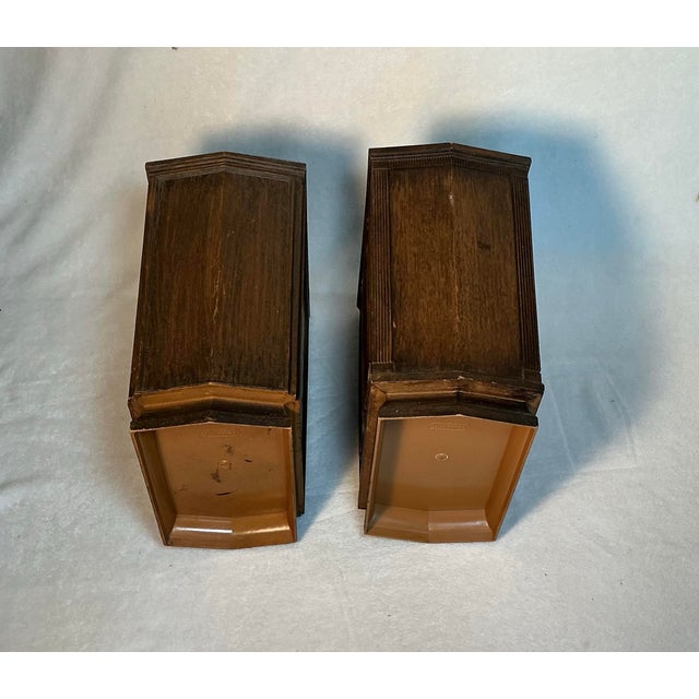 Brown Pair Vintage Pearl-Wick Wastebaskets Faux Wood Brown, Circa 1960s For Sale - Image 8 of 12