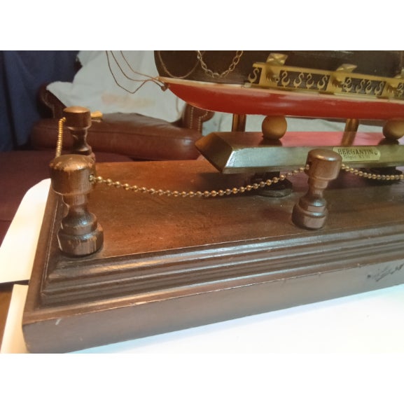 1950s Rare Vintage Collectable Table Electric Ship Lamp Antique Bell Shape Shades For Sale - Image 5 of 7