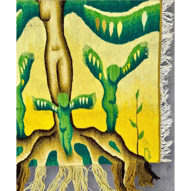 Hand Woven Wool Tapestry Feminist Textile Art Wall Hanging Judy Chicago Homage, c.1970's For Sale - Image 9 of 11
