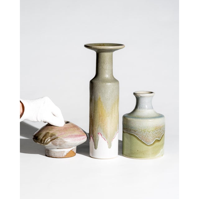 Modern Organic Drip Glaze Ceramic Vases by Barbara Stehr, Germany, 1980s, Set of 3 For Sale - Image 3 of 18