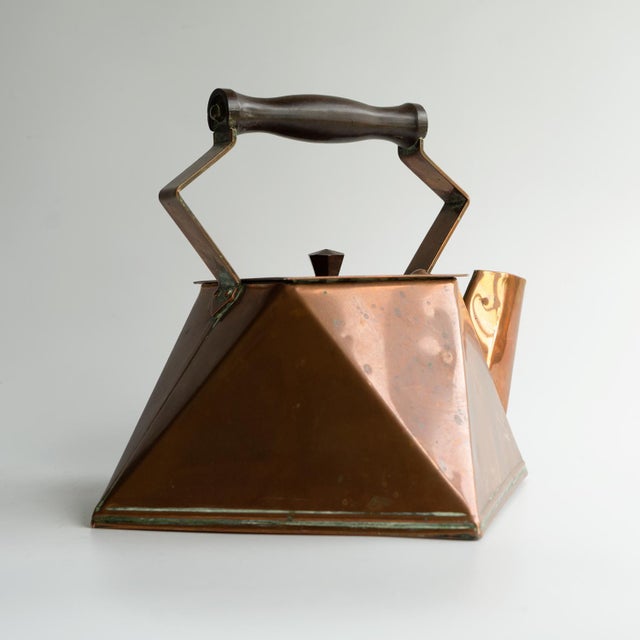 Antique French Modernist Copper Kettle, Art Deco Cubist Design, 1920s For Sale - Image 4 of 16