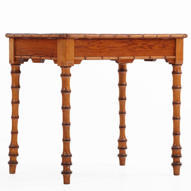 A French Faux Bamboo Pine and Maple Side Table, C. 1880. For Sale In Philadelphia - Image 6 of 8