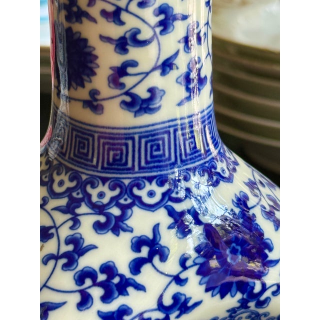 Ceramic Chinese Blue and White Donut Vase For Sale - Image 7 of 10