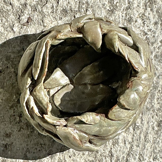 Vintage Boho Studio Pottery Leaves Bowl For Sale - Image 4 of 8