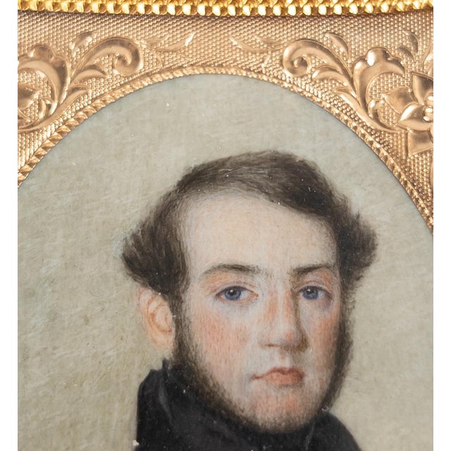 19th Century Fine American Miniature Watercolor Portrait of a Gentleman For Sale In New York - Image 6 of 16