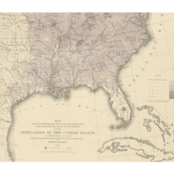Antique Chart of the US Population by Walker, 1874 For Sale - Image 4 of 10