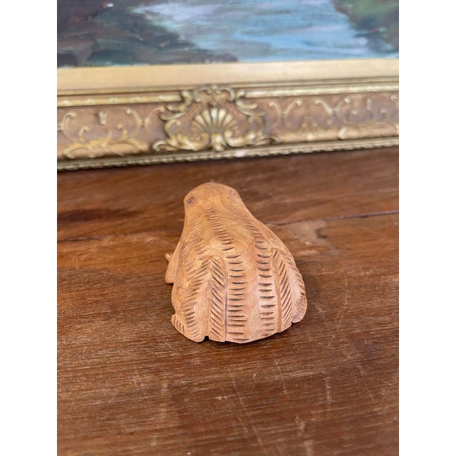 Hand-Carved Mid-20th Century Wooden Frog Sculpture With Incised Detailing For Sale In Seattle - Image 6 of 10