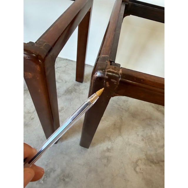 1960's Vintage French Mahogany and Marble Top Side Tables - A Pair For Sale - Image 11 of 12