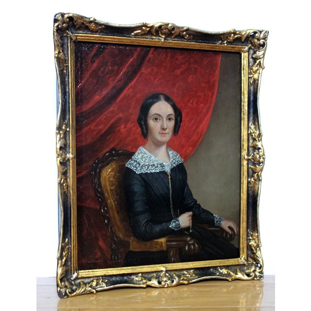 Biedermeier Artist, Portrait of a Young Lady Seated, Oil on Canvas, 1840, Framed For Sale - Image 7 of 14