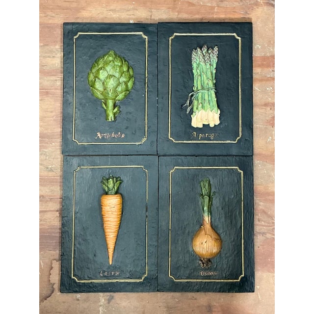 Vintage Vegetable Relief Wall Plaques - Set of 4 For Sale - Image 15 of 16