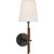 Bryant Wrapped Sconce in Bronze and Saddle Leather with Linen Shade Designer: Thomas O'Brien Finish: Bronze and Saddle...
