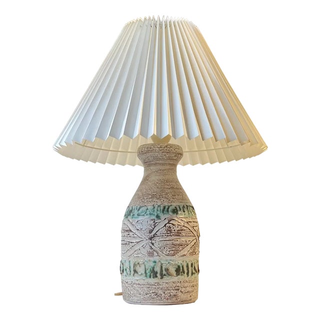 Italian Modern Table Lamp in Ceramic with Green Stripes, 1970s For Sale