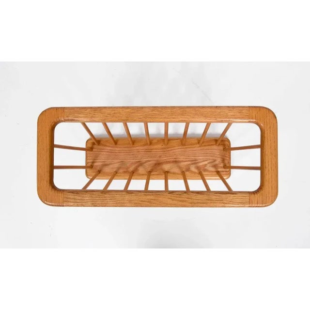 Mid-Century Danish Modern Solid Oak Rectangular Magazine Rack, 1970s For Sale - Image 12 of 18