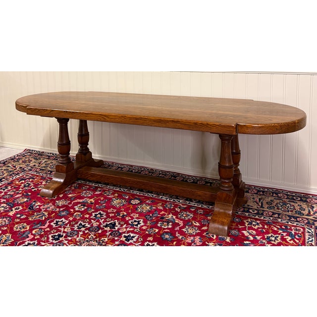 Antique French Country Dining Table Farmhouse Double Baluster Honey Oak 1930s For Sale In Dallas - Image 6 of 18