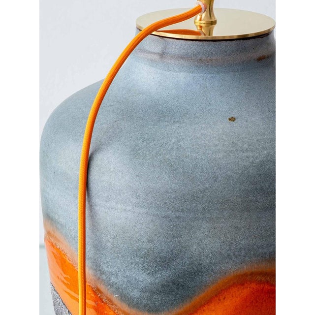 Gray Vintage Tall Oversize Textural Glazed Ceramic Table Lamp by Carstens Tönnieshof For Sale - Image 8 of 17