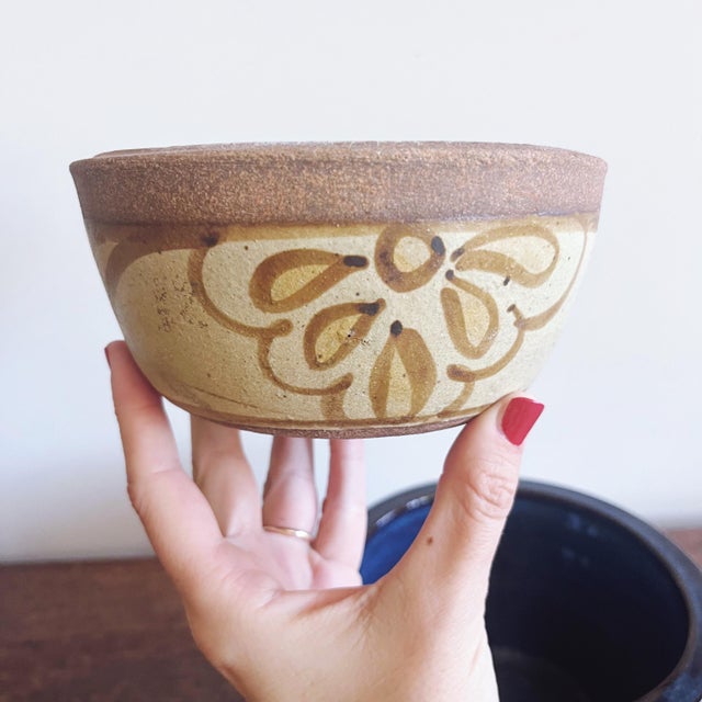 Set of 3 Vintage Stoneware Pottery Bowls For Sale - Image 4 of 8
