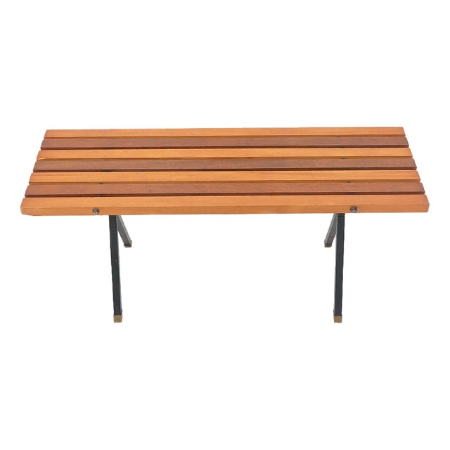 Metal and Wood Bench, 1950s For Sale
