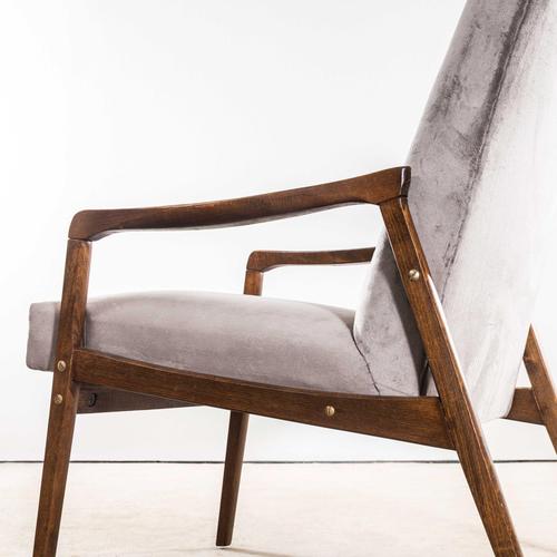 1950’s Jaroslav Šmídek Original Re-Upholstered Armchairs In Grey Cotton Velvet. Sourced direct in the Czech republic this...