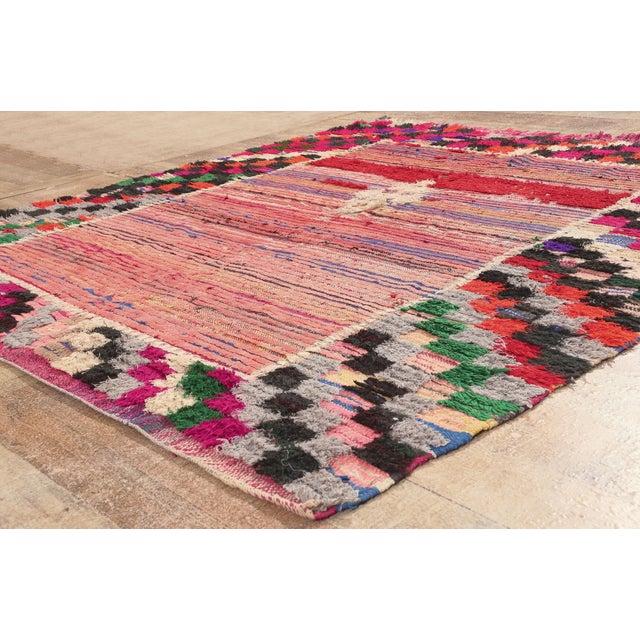 Red Vintage Azilal Boucherouite Moroccan Rug, 06'00 X 06'03 For Sale - Image 8 of 10