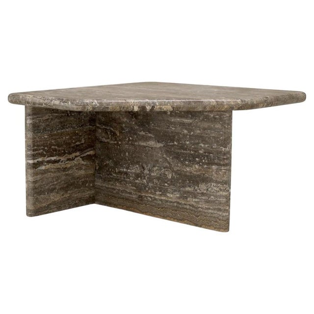 Large Free Form Coffee Table in Silver Travertine Finish For Sale - Image 11 of 11
