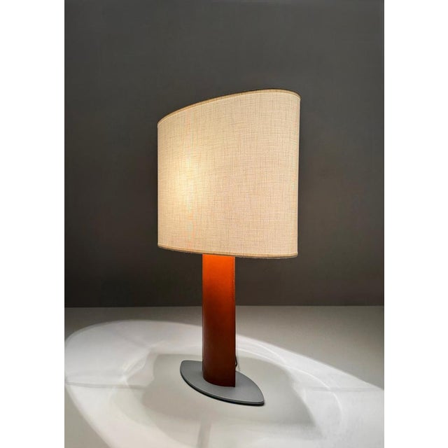 Taller Uno Serena Table Lamp with Leather-Clad Shaft, 1990s For Sale - Image 6 of 11