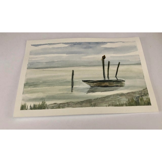 "Under Surveillance" Contemporary Signed Original Seascape Watercolor Painting For Sale - Image 4 of 5